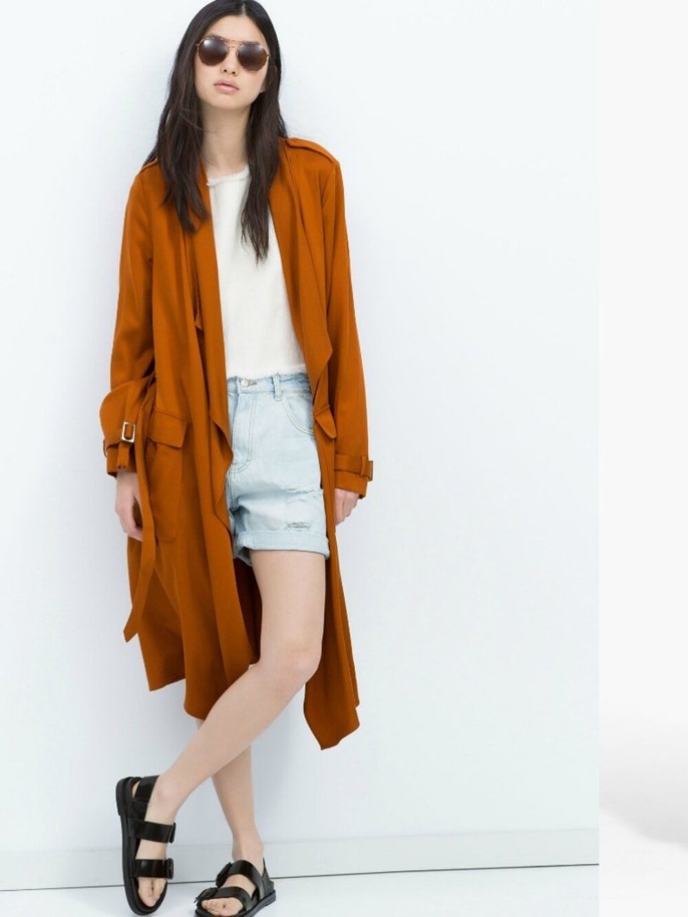 ZARA | Burnt Orange Lightweight Trench Coat - Small - Picture 1 of 8
